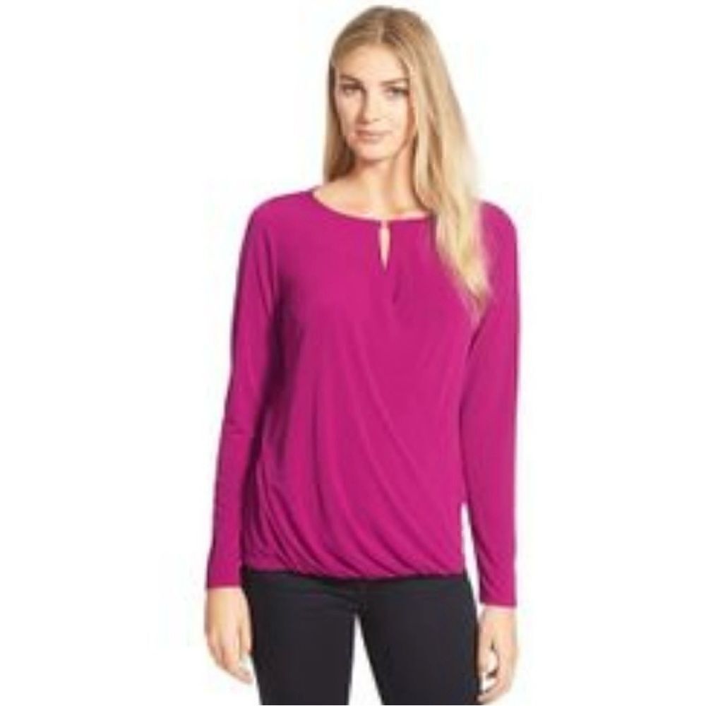 Ivanka Trump magenta long sleeve wrap blouse size M